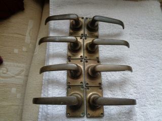 8 Vintage Stright Spring Door Handles 4 Pairs Bronze / Brass Need A