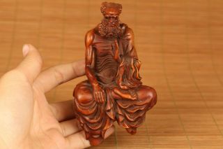 Antique Old Boxwood Hand Carved Buddha Bodhidharma Statue Netsuke Collectsble