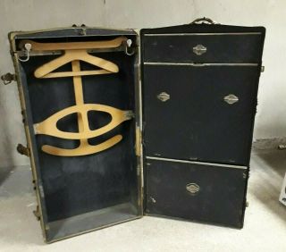 Vintage Wardrobe Steamer Trunk W/drawers Hangers Key Jersey