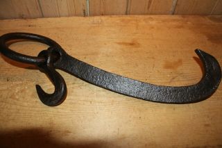 Antique Wrought Iron Hooks On Ring Very Large