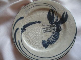 Dedham Pottery Arts & Crafts Period Lobster W/ Seaweed 8.  5 " Plate: