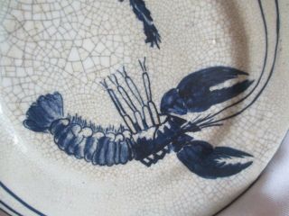 Dedham Pottery Arts & Crafts Period Lobster w/ Seaweed 8.  5 