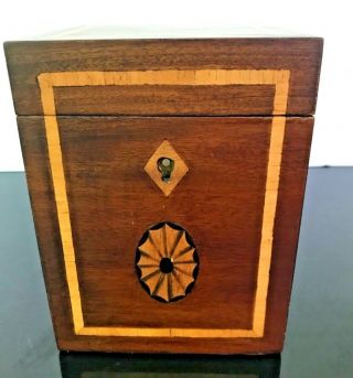 Antique Tea Spice Box Inlay Wood Seashell Design
