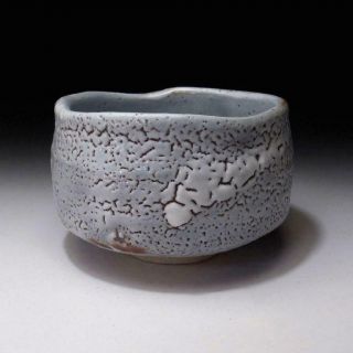 QQ9: Japanese Pottery Tea bowl,  Shino ware by Famous potter,  Shuichi Sawada 4