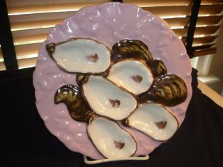 Antique Haviland - Limoges Turkey Style Oyster Plate,  Pink,