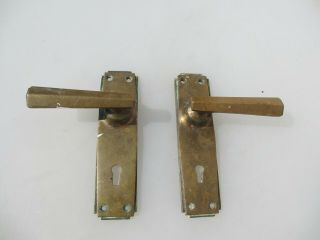 Vintage Bronze Lever Door Handles Antique Old Brass Art Deco 1930 