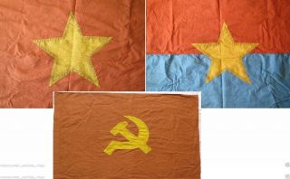 3 Flags,  Vc National Liberation Front,  Vietcong,  3 Battle Flags Vietnam Fl