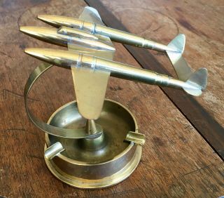 Wwii Trench Art Plane Ashtray Japanese Artillery Shell Engraved Guinea 1944