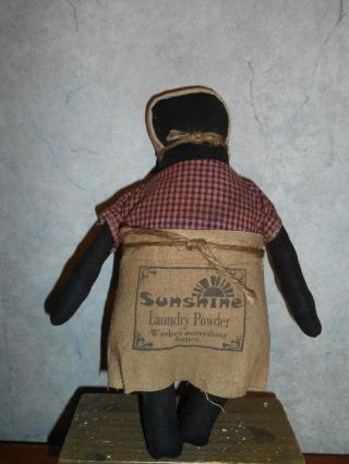 Primitive Black Doll With Laundry Powder Apron Cotton 10 " H X 5 " W