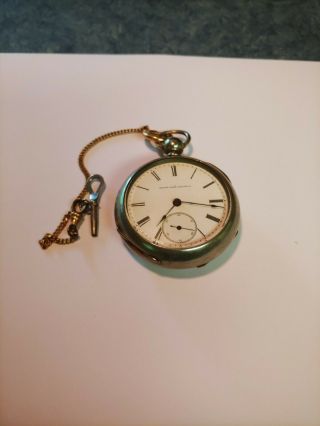 1873 Elgin 18s 7j Pocket Watch Key Wind Silveroid 216429