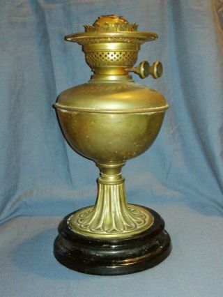 Victorian Brass Oil Lamp.  Twin Burner.  Ceramic Base.