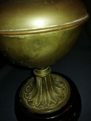 Victorian Brass Oil Lamp.  Twin Burner.  Ceramic Base. 2