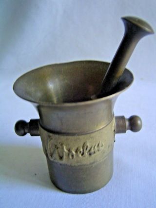 Vintage Mini Brass Mortar & Pestle Woelm Seit 1907 Germany Advertising