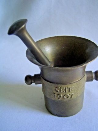 VINTAGE MINI BRASS MORTAR & PESTLE WOELM SEIT 1907 GERMANY ADVERTISING 2