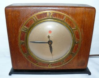 Vintage Warren Telechron Art Deco Electric Clock Square Wood Case Model 4f69