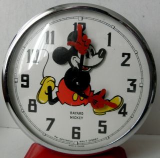 c1950s Bayard Mickey Alarm Clock par autorisation Walt Disney Made in France 2