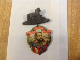Civil War Reunion Celluloid Badge Pin Medal Whitehead Hoag Rare 1905 Confederate