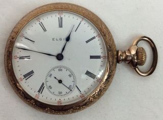 Vintage Gold Filled Elgin 1904 - 40mm Open Face Pocket Watch As - Is (w160)