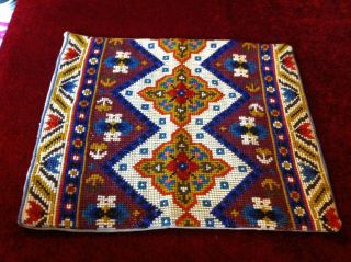 Antique Vintage Greek Embroidery Pillow Cover Made Of 100 Wool 20x15,  5 Inches.