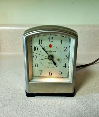 Vintage Art Deco General Electric Telechron Electric Alarm Clock Ab - 712