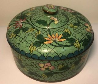 Chinese Antique Cloisonné Enamel Circular Lidded Box