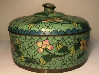 Chinese Antique Cloisonné Enamel Circular Lidded Box 2