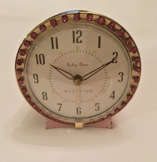 Vintage Westclox Baby Ben Alarm Clock With Rhinestones