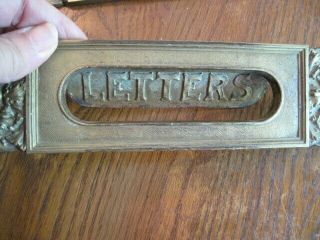 Antique Y&T Victorian Eastlake Brass Letter Mail Door Slot 2 Pc. 2