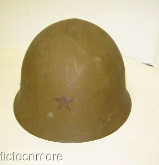 Japan Wwii Japanese Type 91 Combat Helmet W/ Liner,  Clothe Chinstraps