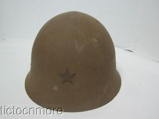 JAPAN WWII JAPANESE TYPE 91 COMBAT HELMET W/ LINER,  CLOTHE CHINSTRAPS 2