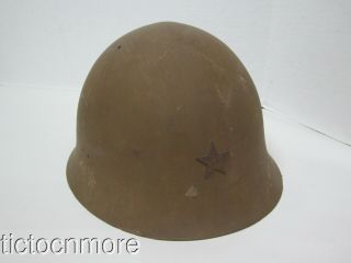 JAPAN WWII JAPANESE TYPE 91 COMBAT HELMET W/ LINER,  CLOTHE CHINSTRAPS 3