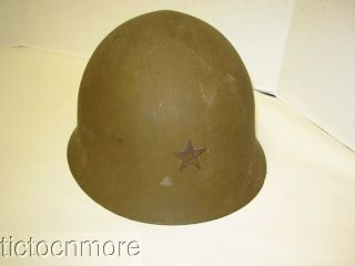JAPAN WWII JAPANESE TYPE 91 COMBAT HELMET W/ LINER,  CLOTHE CHINSTRAPS 4