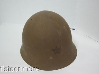 JAPAN WWII JAPANESE TYPE 91 COMBAT HELMET W/ LINER,  CLOTHE CHINSTRAPS 5