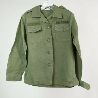 Vintage 1975 Us Army Size 12 Womens Shirt Og - 107 Green Bdu Blouse Coat Cotton