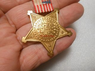 Vintage Civil War GAR Grand Army Veteran Medal Numbered 6