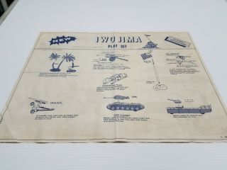Marx Iwo Jima Battleground Instruction Sheet P - 1576 17x22 Blue Ink Rare
