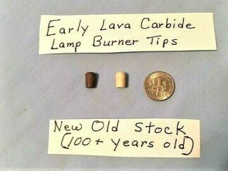 2 Carbide Lamp Lava Burner Tips,  100,  Yrs Old,  Nos Miners Mining Parts
