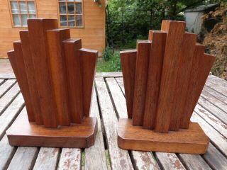 Lovely Vintage Art Deco Wooden Bookends.