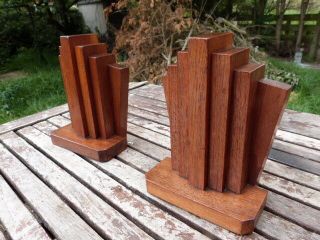 LOVELY VINTAGE ART DECO WOODEN BOOKENDS. 4