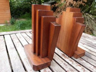 LOVELY VINTAGE ART DECO WOODEN BOOKENDS. 5