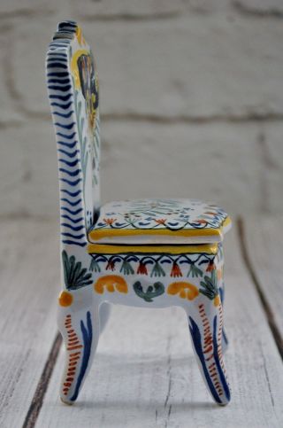 Antique Geo Martel Miniature Chair Hand Painted Faiencerie de Desvres 1900’s 2