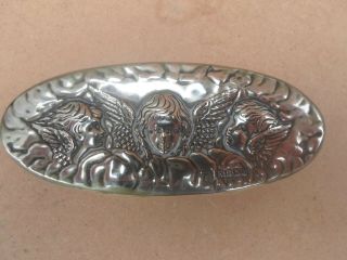 Art Nouveau Winged Cupids Silver Plated Lid,  Cut Glass Ladies Trinket Box 2