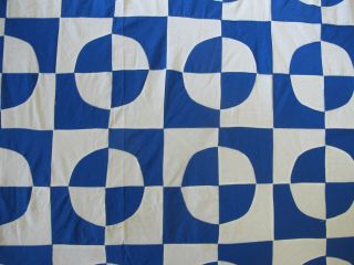 Vintage 2 - Tone BLUE & WHITE Cotton Hand Pieced ROB PETER TO PAY PAUL Quilt TOP 5