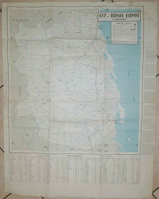 Binh Dinh - Map - 1970 Census - Qui Nhon - Phu Cat - An Khe - South - Vietnam War