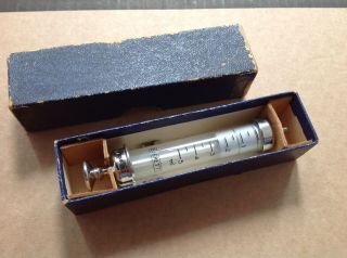 Vintage 1948 Glass Syringe In Case