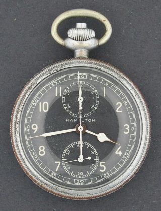 Vintage Hamilton Model 23 Type D Military Chronograph Pocket Watch For Repair