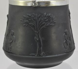 Antique Wedgwood Black Basalt and Silverplate Biscuit Jar 7