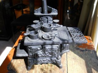 Vintage Crescent Cast Iron Miniature Wood Cook Stove With Accessories Stove