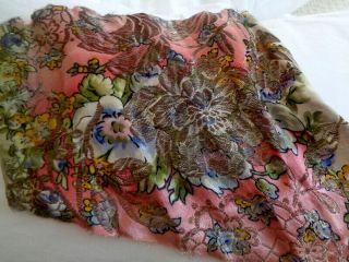 Exquisite Edwardian Floral Silk Lame Fragment Small But Incredibly Lovely