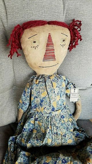 Ooak Artist Made Primitive Cloth Rag Doll Large Raggedy Annie By Ami Jones